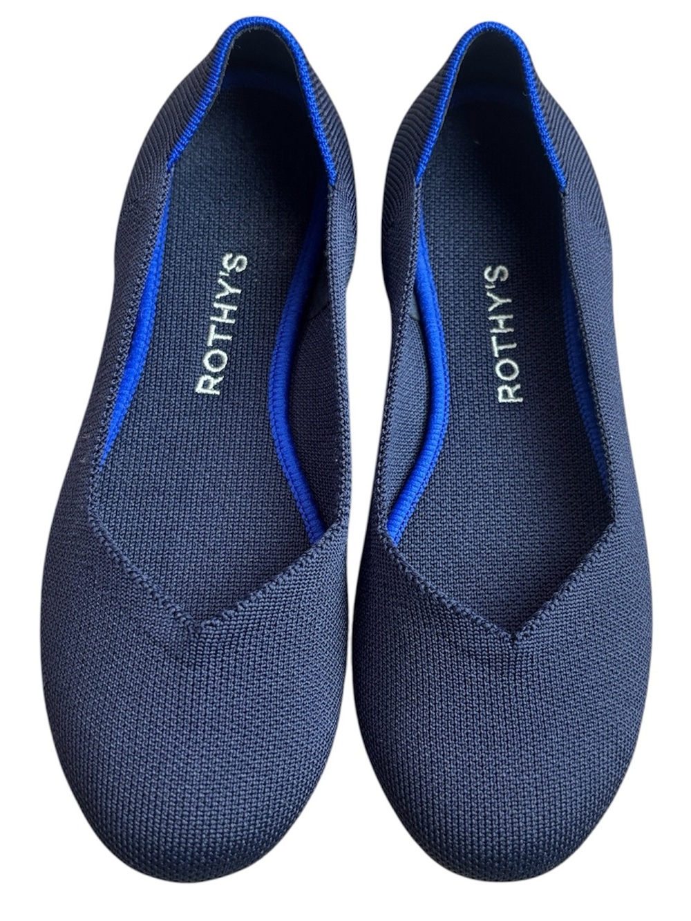 Rothy's Navy Knit Flats with Bright Blue Trim Size 8.5 for